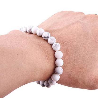 White howlite - elastic bracelet in worked spheres