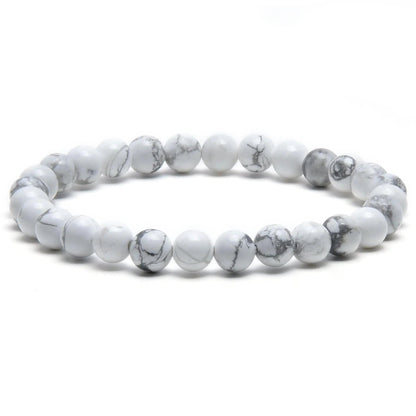 White howlite - elastic bracelet in worked spheres