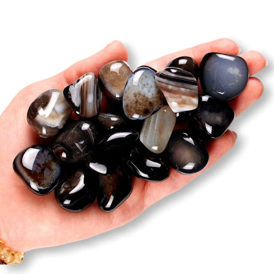 Tumbled black agate