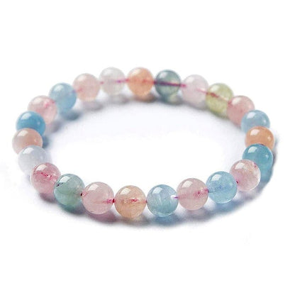 Morganite - elastic bracelet in worked spheres