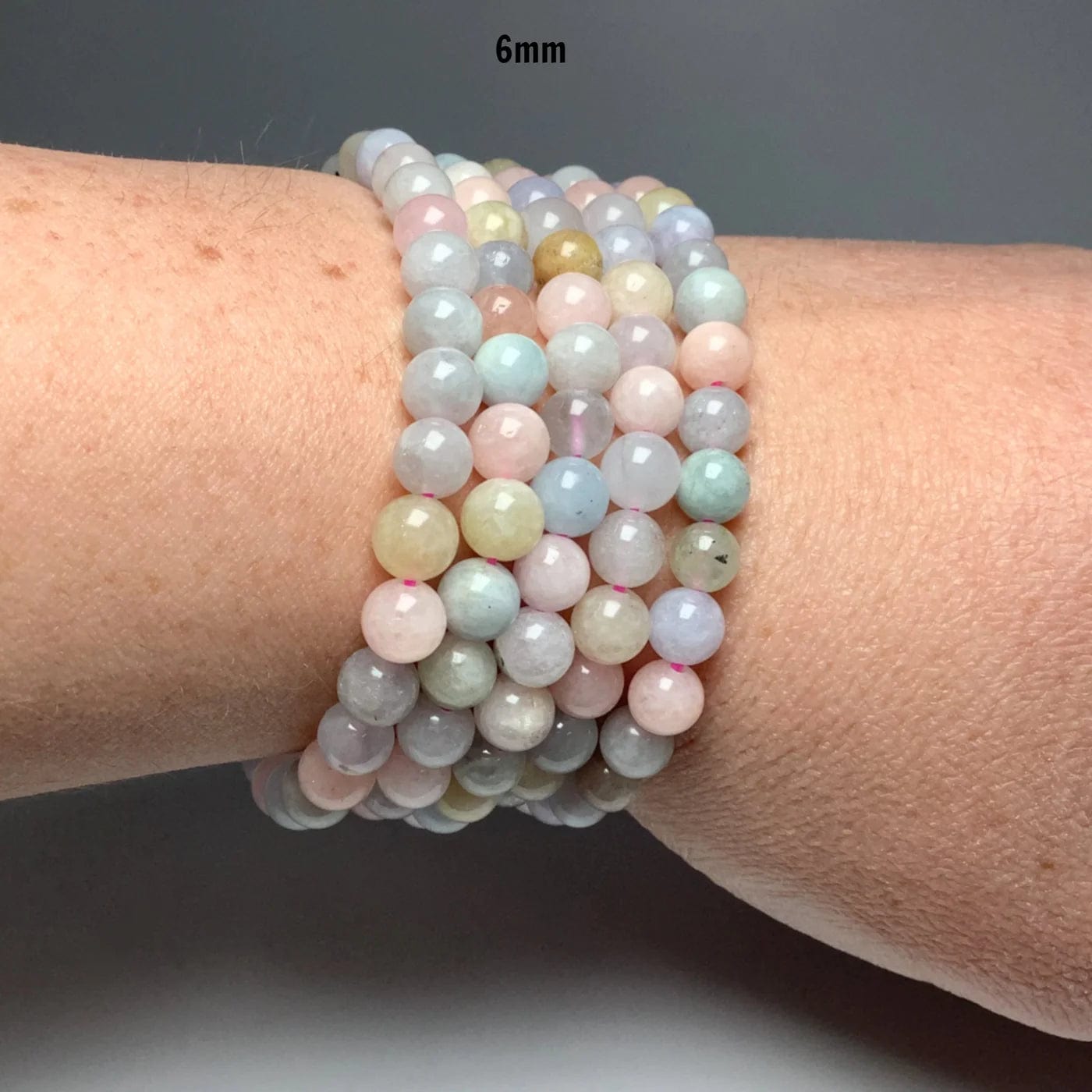 Morganite - elastic bracelet in worked spheres