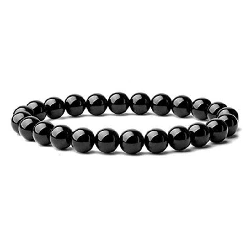 Black onyx - elastic bracelet in worked spheres