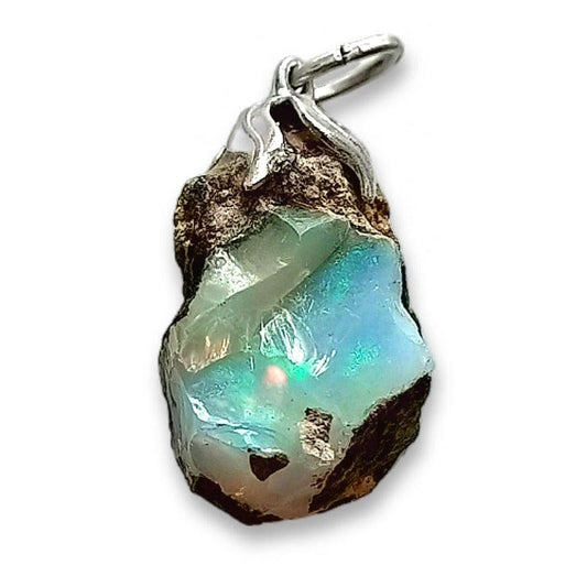 Opale arlecchino - collana con ciondolo in pietra grezza
