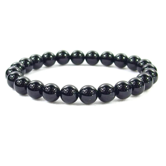 Black obsidian - elastic bracelet in worked spheres