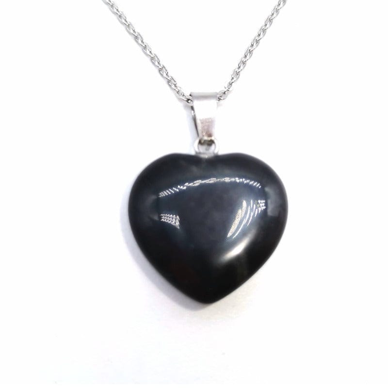 Black obsidian - necklace with heart pendant