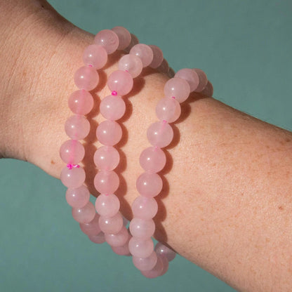 Rose quartz - bracelet in worked spheres