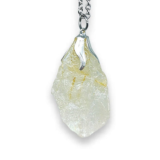 Quarzo Rutilato Grezza - collana con ciondolo grezzo