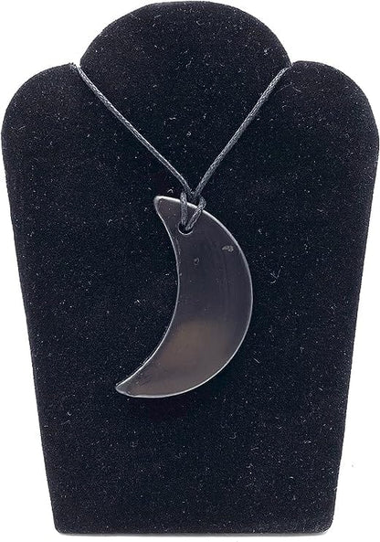 Shungite | Pendant Necklace | Crescent moon