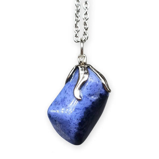 Dumortierite - collana con ciondolo in pietra burattata