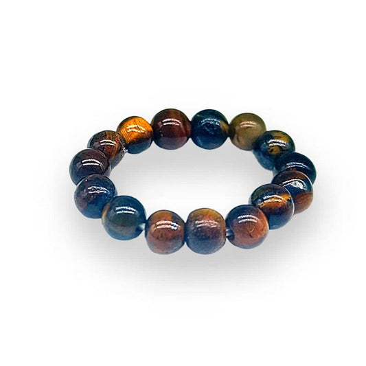 Anello con sfera 4mm - Occhio di tigre