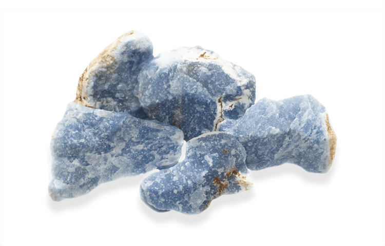 Tenetpietre Minerali grezzi Angelite grezza. Disponibile in confezioni da una pietra singola o 100 gr o 1 kg