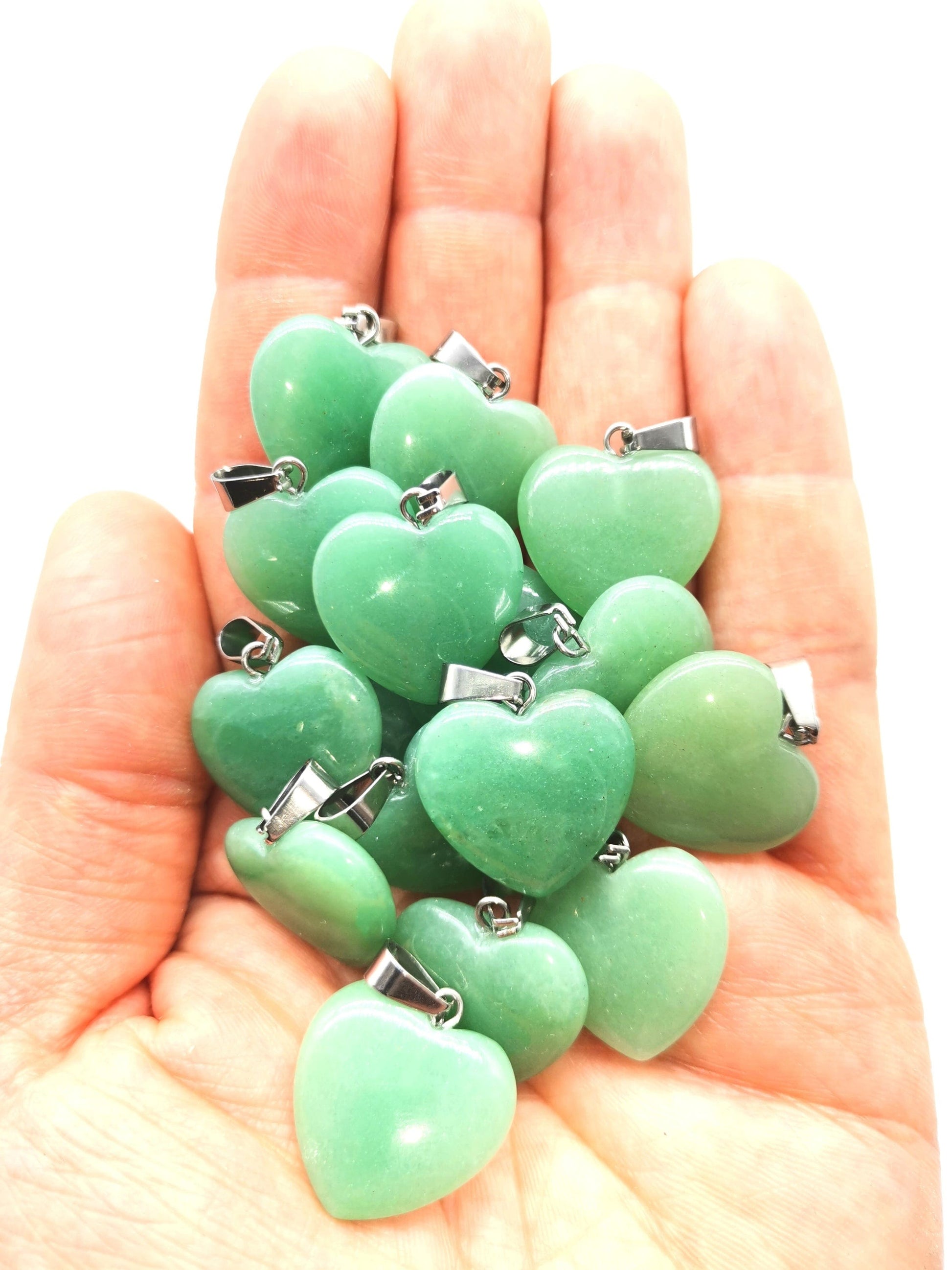 Tenetpietre Ciondoli cuore Ciondolo Cuore in Avventurina verde con catenina o caucciù