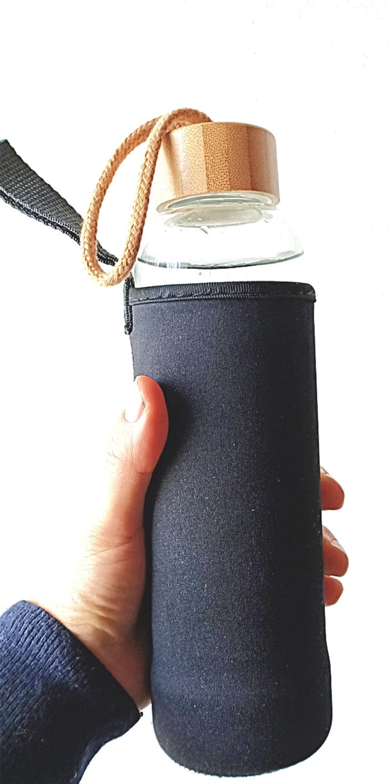 Computerized water bottle with natural bamboo and glass stones – TENET