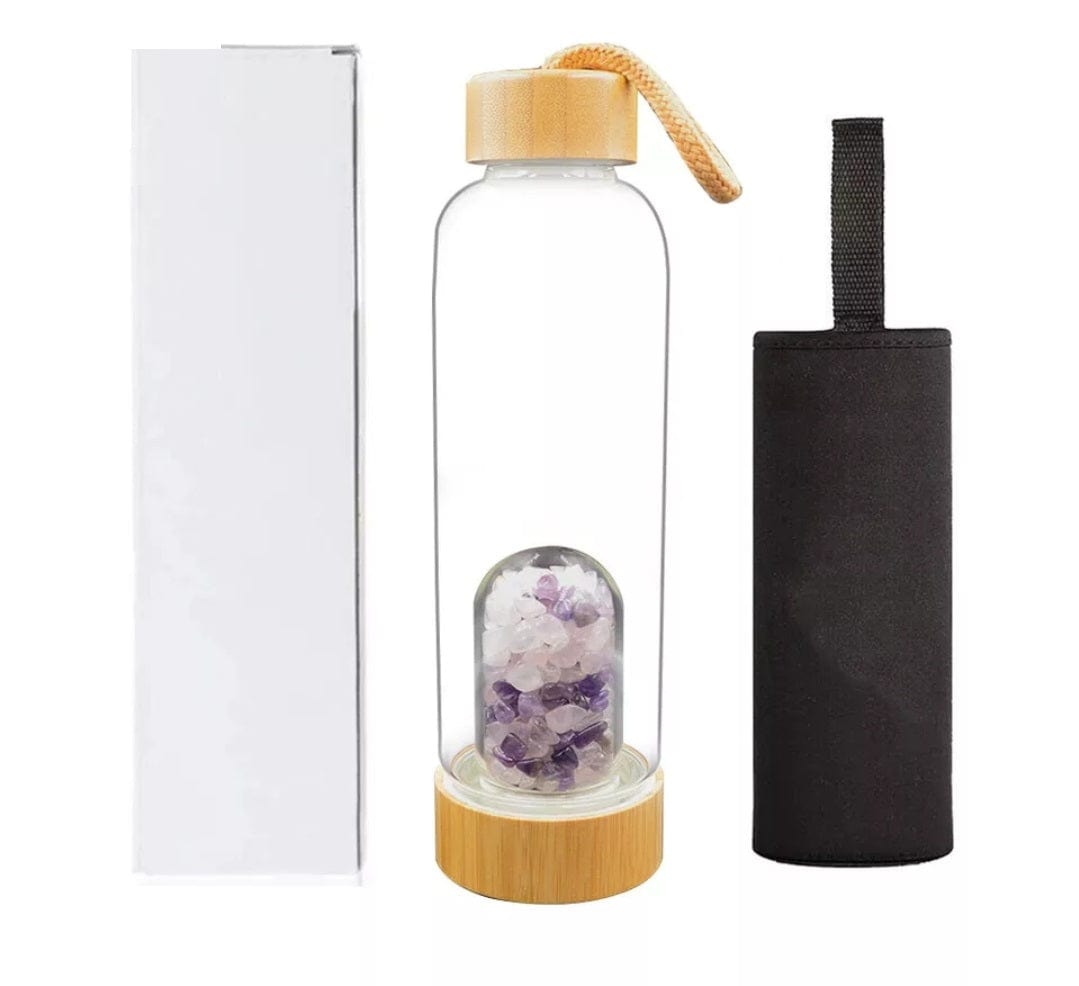 Tenetpietre Borraccia per acqua informatizzata con pietre naturali in bamboo e vetro