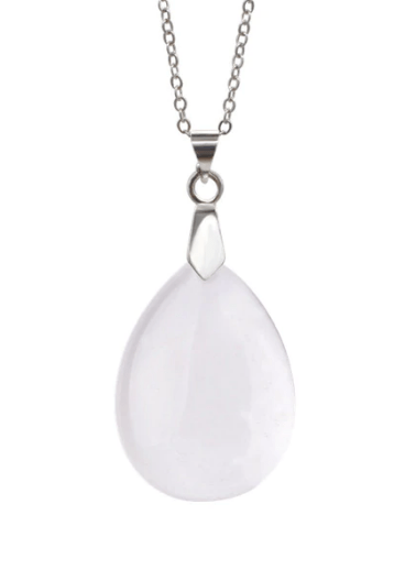 Tenetpietre Ciondoli goccia Ciondolo "goccia" in Quarzo Ialino con catenina o caucciù