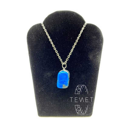 Tenetpietre Ciondolo in Howlite blu liscia con catenina o caucciù