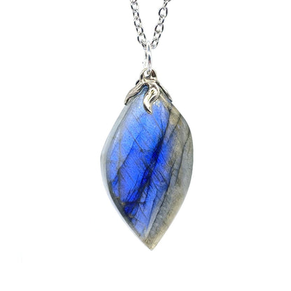 Tenetpietre Ciondolo goccia in Labradorite con catenina o caucciù