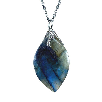 Tenetpietre Ciondolo goccia in Labradorite con catenina o caucciù