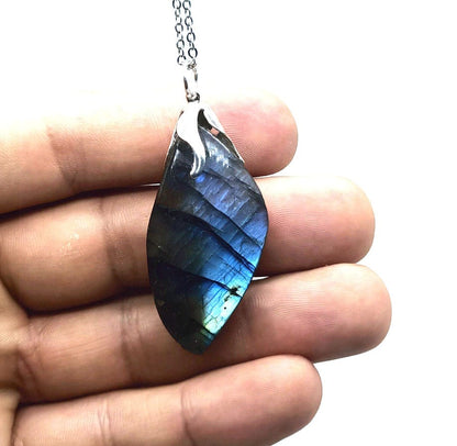 Tenetpietre Ciondolo goccia in Labradorite con catenina o caucciù