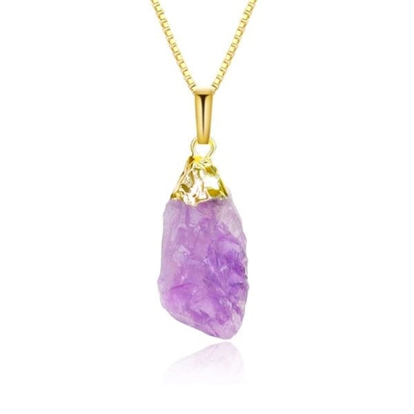 Raw Amethyst pendant necklace - natural hard stone necklaces – TENET