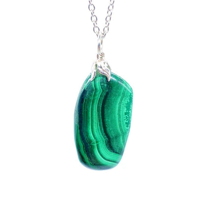 Tenetpietre Ciondolo in Malachite con catenina o caucciù