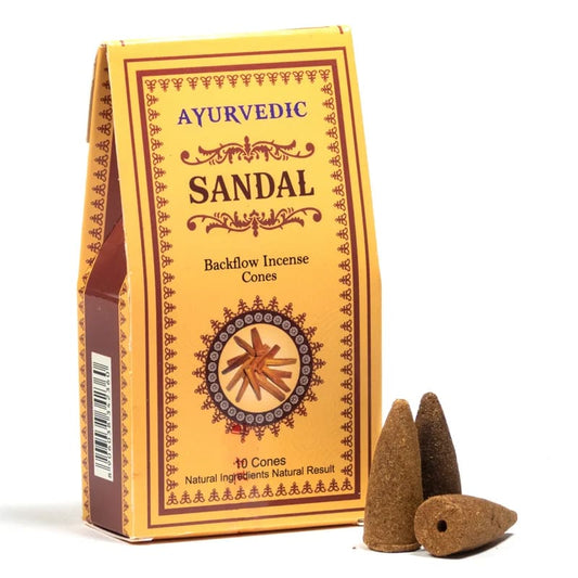 Tenetpietre Coni di incenso ayurvedic SANDALO naturale con flusso di ritorno