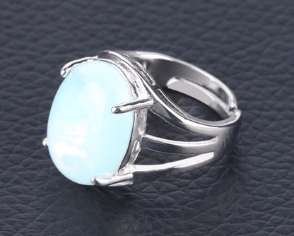 Tenetpietre Anelli di pietre Anello regolabile in Opalite e ottone