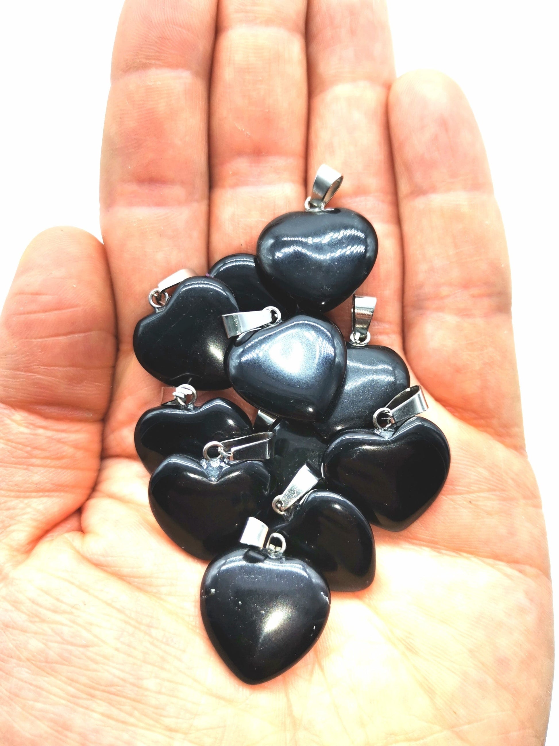 Tenetpietre Ciondoli cuore Ciondolo Cuore in Ossidiana nera con catenina o caucciù