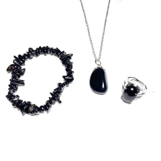 Tenetpietre Con anello Ossidiana nera - set ispirato ai segni zodiacali - Capricorno
