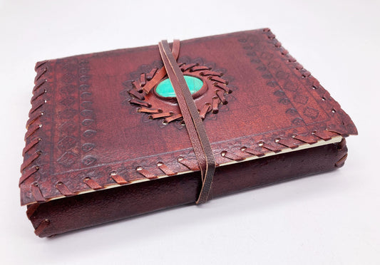 Tenetpietre Quaderno artigianale in cuoio con pietra naturale - Turchesite