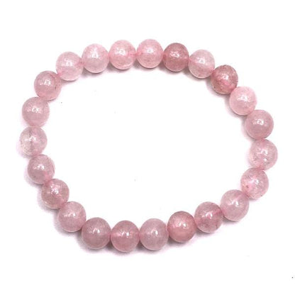 Tenetpietre Bracciali Bracciale elastico in sfere di Quarzo rosa